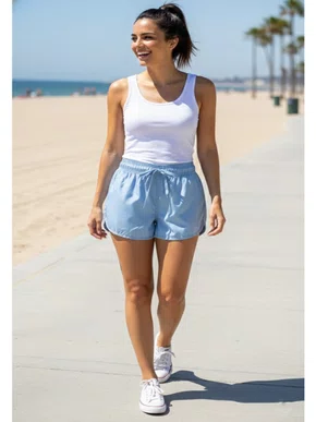 Shorts De Tactel Feminino Adulto  SFT-300 Blue Tech Azul  Bebê