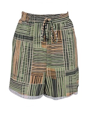 Shorts Feminino Adulto Detalhe Dobra V513M Vila Flor Verde e Marrom