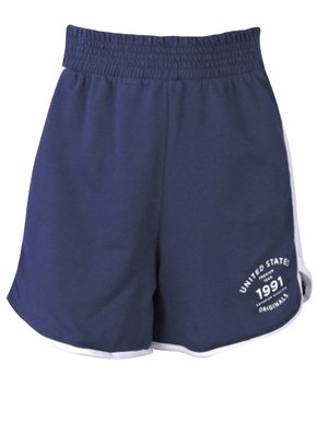 Shorts Runner Feminino Adulto Moletinho 1000109866 Enfim Marinho e Branco