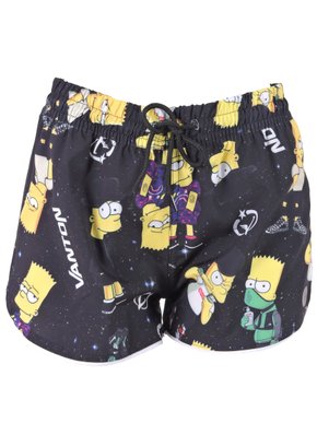 Shorts Tactel Feminino Adulto Estampa Bart Simpsons 31632 Vanton Preto