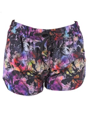 Shorts Tactel Feminino Adulto Estampa Folhas 31636 Vanton Preto
