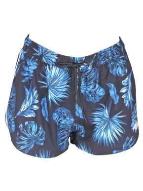 Shorts Tactel Feminino Estampa Folhagem 332051 Vanton Preto e Azul