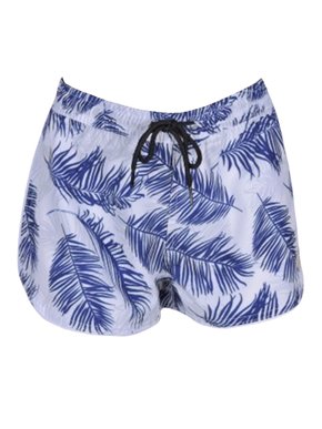 Shorts Tactel Feminino Estampa Folhagem 332061 Vanton Branco e Marinho