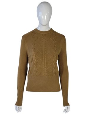 Suéter Feminino Adulto Tricot Gola Careca 87.09.0309 Mosaico Caramelo