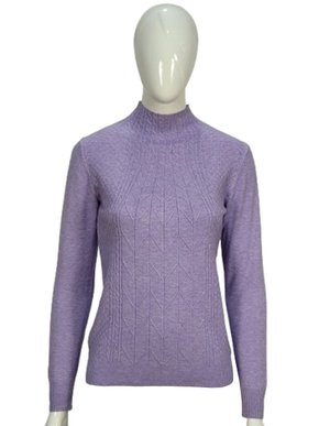 Suéter Feminino Gola Alta Modal trabalhado 2452 Dunialin Lilás