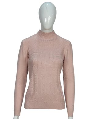 Suéter Feminino Gola Alta Modal trabalhado 2452 Dunialin Rose