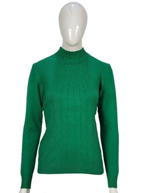 Suéter Feminino Gola Alta Modal trabalhado 2452 Dunialin Verde
