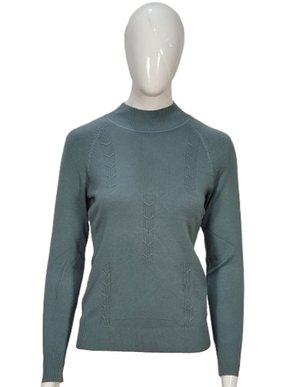 Suéter Feminino Gola Média Trabalhado  S00825 Dunialin Verde