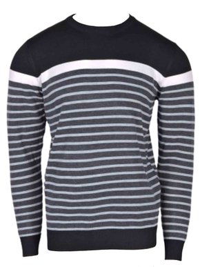 Suéter Masculino Adulto Detalhe Listras ST-07 Cold Land Preto e Cinza