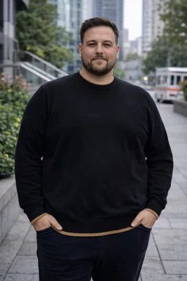 Sueter Masculino Plus Size Com Gola Redonda MS-100 Nautica Preto