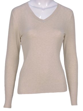 Suéter Tricô Feminino Detalhe Punho Com Botões 2453 Dunialin Bege