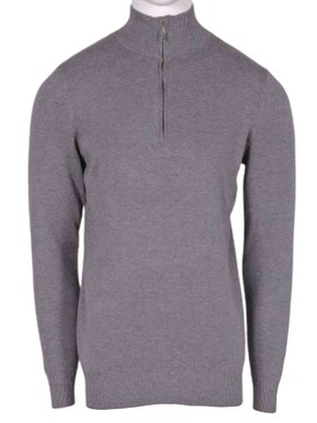 Suéter Tricô Masculino Gola Alta Com Zíper 2484 Dunialin Cinza