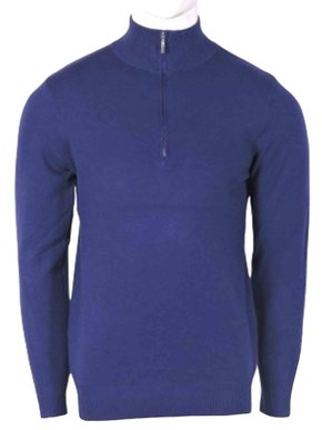 Suéter Tricô Masculino Gola Alta Com Zíper 2484 Dunialin Marinho