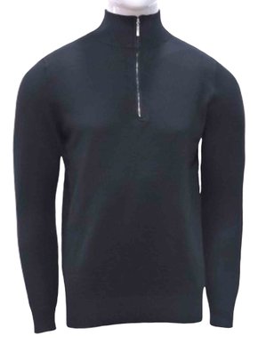 Suéter Tricô Masculino Gola Alta Com Zíper 2484 Dunialin Preto