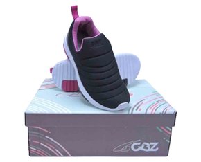 Tênis Calce Fácil Feminino Juvenil G-274 Gibizinho Preto E Pink