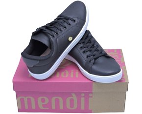 Tênis Feminino Adulto Casual MD52 Mendii Preto e Branco