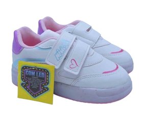 Tênis Feminino Infantil Com Led MP2405 Mini-Pé Branco Malhas Ferju