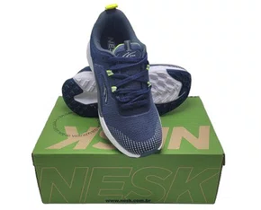 Tênis Masculino Casual Esportivo Fresh C5800 Nesk Marinho e Amarelo