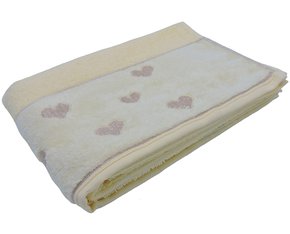 Toalha De Rosto Jacquard 50 X 70 Amores Bouton Baunilha