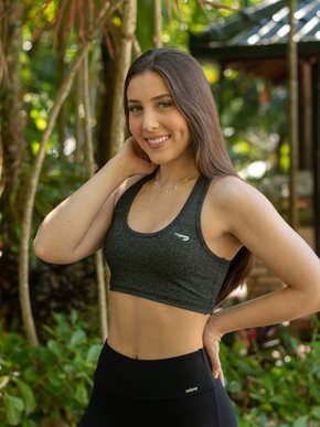 Top Nadador Fitness Feminino Cinza Chumbo