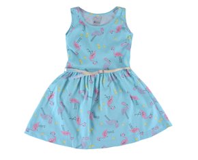 Vestido Curto Feminino Infantil Estampado Com Cinto 745 Tacadu Azul Claro