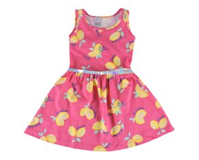 Vestido Curto Feminino Infantil Estampado Com Cinto 745 Tacadu Rosa