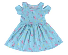 Vestido Curto Feminino Infantil Estampado Flamingo 744 Tacadu Azul Claro