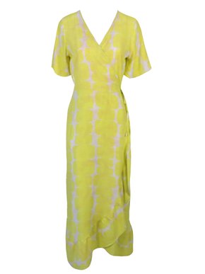 Vestido Envelope Midi Manga Curta V566T Vila Flor Verde