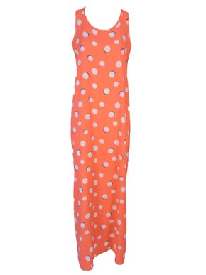 Vestido Longo Feminino Adulto Sem Manga Estampado V809T Vila Flor Laranja