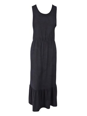 Vestido Midi Feminino Adulto Sem Manga Plus Size Estampado V224T Vila Flor Preto