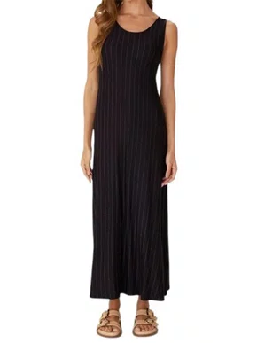 Vestido Midi Feminino Amplo Em Viscose 1000129581 Malwee Preto e Branco