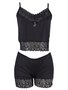Baby Doll Feminino Adulto Liso De Liganete E Renda 410 Versally Preto