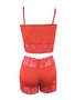 Baby Doll Feminino Adulto Liso De Liganete E Renda 415 Versally Vermelho