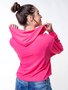 Blusão Feminino Adulto Cropped Com Capuz 4307 Paty Gloss Rosa