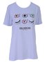 Blusa Manga Curta Feminina Adulta Plus Size Com Estampa Olhos 8857 Paty Gloss Branco