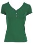 Blusa Manga Curta Feminina Adulto Lisa Detalhe Botões V0007 Vila Flor Verde Tropical