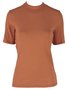 Blusa Manga Curta Feminina Adulto Lisa Gola Alta V561M Vila Flor Cappuccino