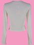 Blusa Manga Longa Feminina Adulta Canelada E Lisa 00086 Lunender Off White