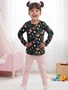 Blusa Térmica Feminina Infantil 1-3 Estampa Dinossauro 24014 Dc Têxtil Preto