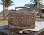 Bolsa De Ombro Feminina Adulto Sintética Com Detalhe De Pedras L71053 KL Wain Marrom