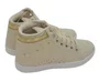 Bota Feminina Juvenil Casual Holográfico MDIBK80 Mendii Creme e Dourado