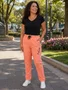 Calça De Moletom Feminina Adulto Com Punho 26211 Vanton Laranja Neon
