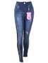 Calça Jeans Estonada Feminina Adulto Detalhe Recorte 5539/539 Dinar Azul Jeans