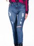 Calça Jeans Feminina Adulto Skinny Comfort ALta Com Detalhe Destroyed E Cinto 01.0240157 Trich Jeans