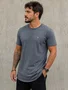 Camiseta Manga Curta Masculina Adulto Alongada 505051 Vanton Mescla Preto