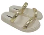 Chinelo Feminino Adulto Metalizado Craquelê 5507.101 Moleca Dourado e Branco Off