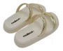 Chinelo Feminino Adulto Metalizado Craquelê 5507.101 Moleca Dourado e Branco Off