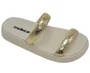 Chinelo Feminino Adulto Metalizado Craquelê 5507.101 Moleca Dourado e Branco Off