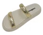 Chinelo Feminino Adulto Metalizado Craquelê 5507.101 Moleca Dourado e Branco Off