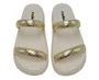 Chinelo Feminino Adulto Metalizado Craquelê 5507.101 Moleca Dourado e Branco Off